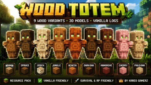 Wood Totem Texture Pack for Minecraft Bedrock