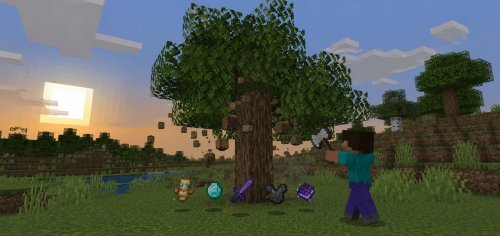 Tree Drops OP Items: Best MCPE Addon for Crazy Loot